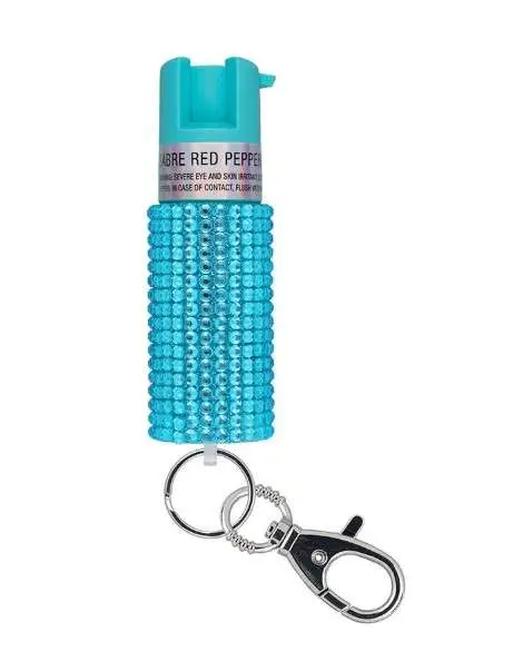 SABRE PEPPER SPRAY JEWELED W/KEY RING TEAL — view 1