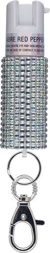 SABRE JEWELED PEPPER SPRAY W/KEY RING SILVER — view 1