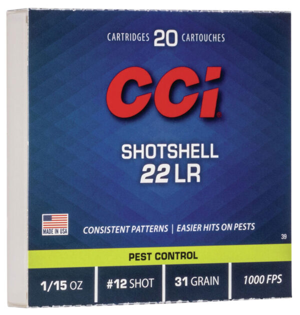 CCI 0039 Rimfire Shotshell 22LR 31gr #12Shot 20 Per Box/100 Case — view 1