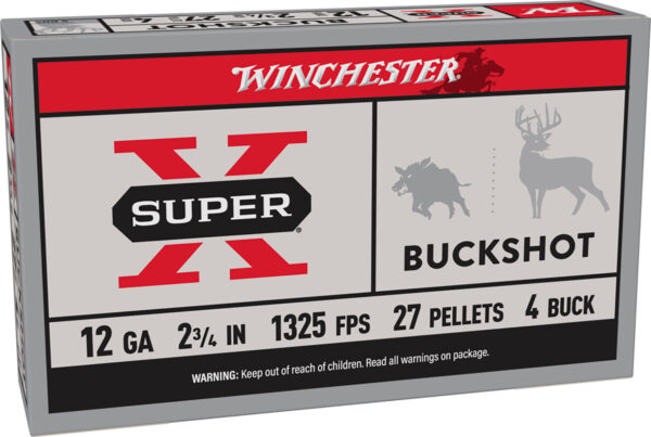 Winchester Ammo XB124 Super X  12Gauge 2.75" 27Pellets 4Buck Shot 5 Per Box/50 Case — view 1