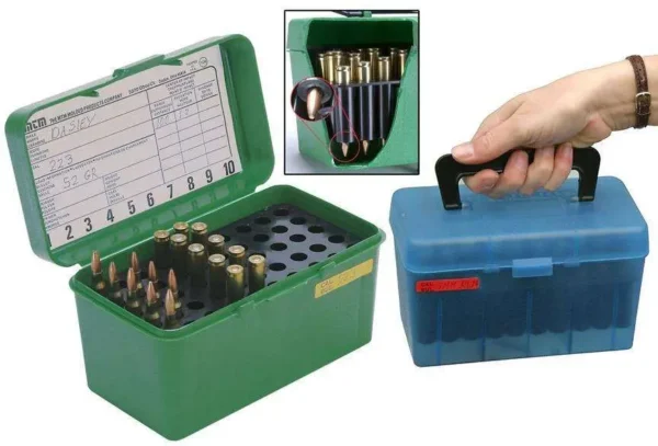 MTM CASE GARD DLX W/HANDLE BOX CARTRIDG 204 RUGER/223 50RD CLR BLUE ( 12 PER CASE ) — view 1
