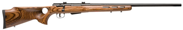 Savage Arms 19142 25 Lightweight Varminter-T Full Size 222 Rem 4+1 24" Matte Black Heavy Barrel, Matte Black Carbon Steel Receiver Drilled & Tapped, Satin Brown Thumbhole Laminate Stock, Right Hand — view 1