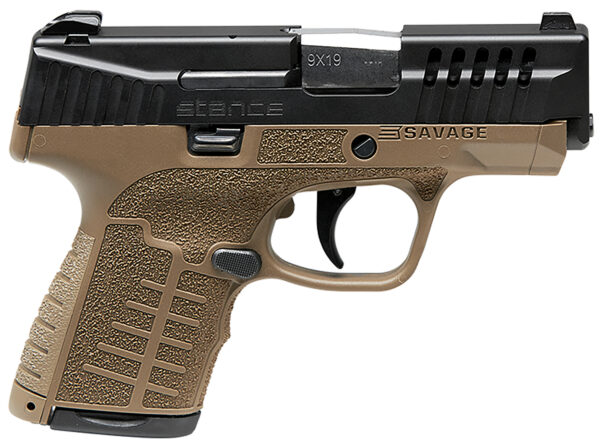 Savage Arms 67007 Stance  9mm Luger 8+1 3.20" Stainless Steel Barrel, Black Nitride Ported/Serrated Steel Slide, Flat Dark Earth Polymer Frame, Interchangeable Backstrap Grip, Ambidextrous — view 1