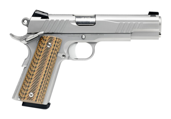 Savage Arms 67202 1911 Government 45 ACP 8+1 5" Stainless Steel Target Crown Barrel, Stainless Steel Serrated Slide, Matte Stainless Steel Frame w/Beavertail, Ambidextrous — view 1