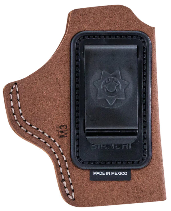 Bianchi 10382 6C  IWB Size 02 Tan Leather Belt Clip Fits 3" Barrels/Ruger/Colt/Charter Arms Right Hand — view 1