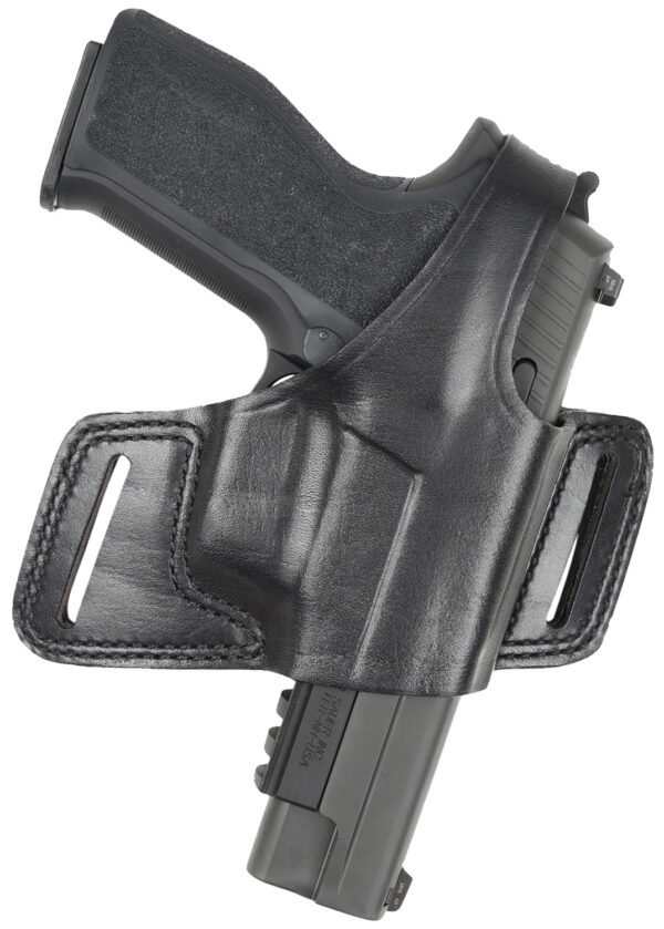 Bianchi 15718 Black Widow  OWB Size 14 Black Leather Belt Slide Fits Glock 17 Fits Glock 19 Fits Glock 22 Right Hand — view 1