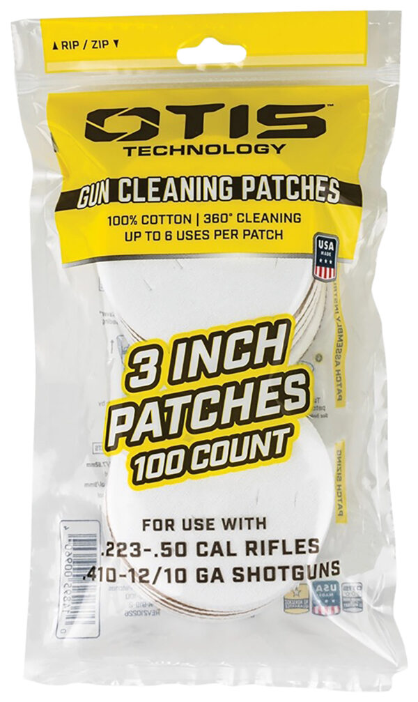 Otis FG919100 All Caliber Cleaning Patches Multi-Caliber 3" Cotton 100 Per Pkg — view 1
