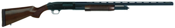 Mossberg 50430 500 Retrograde Full Size 12 Gauge Pump 3" 5+1 28" Matte Blued Vent Rib Barrel, Matte Blued Drilled & Tapped Receiver, Fixed Walnut Stock, Right Hand — view 1