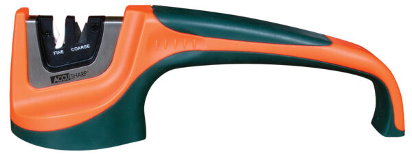 AccuSharp 039C Pull-Through Sharpener Hand Held Fine, Coarse Tungsten Carbide and Ceramic Sharpener Rubber Handle Black/Orange — view 1