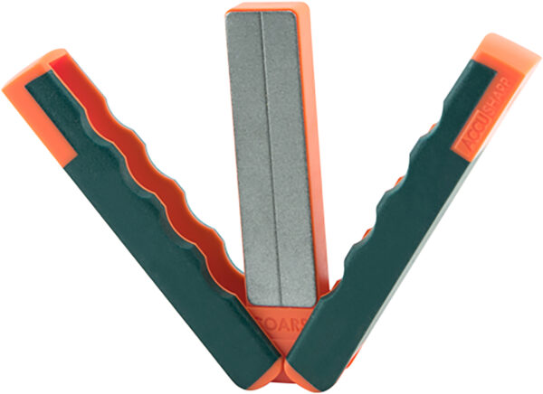 AccuSharp 077C Paddle Sharpener Folding Fine, Coarse Diamond Sharpener Gray/Orange Overmolded Rubber Handle — view 1