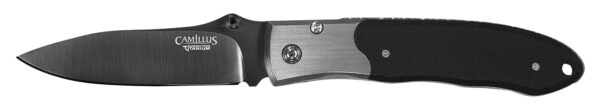 Camillus 18671 Pristine  3" Folding Drop Point Plain Black VG-10 Carbonitride Titanium Blade, Black/Silver G10/SS Handle — view 1