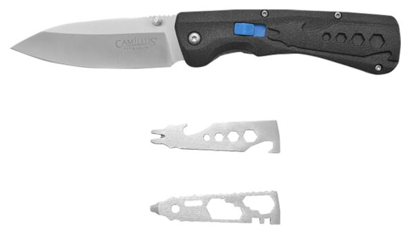 Camillus 19368 Inject  3.25" Folding Drop Point Silver Carbonitride Titanium D2 Steel Blade, Black Textured Carbon Fiber Handle — view 1