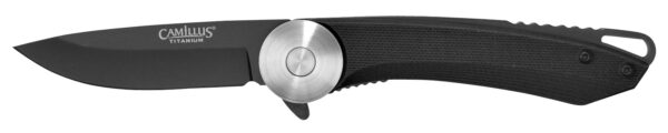 Camillus 19640 Cirque  2.75" Folding Drop Point Plain Black AUS-8 Carbonitride Titanium Blade, Black G10 Handle — view 1