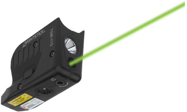 Nightstick TSM11G Tactical Weapon-Mounted Light w/Green Laser Black Polymer Compatible w/ Glock 42/43/43X/48, 150 Lumens White LED Bulb/Green Laser, 104 Meters Beam, Trigger Guard Mount — view 1