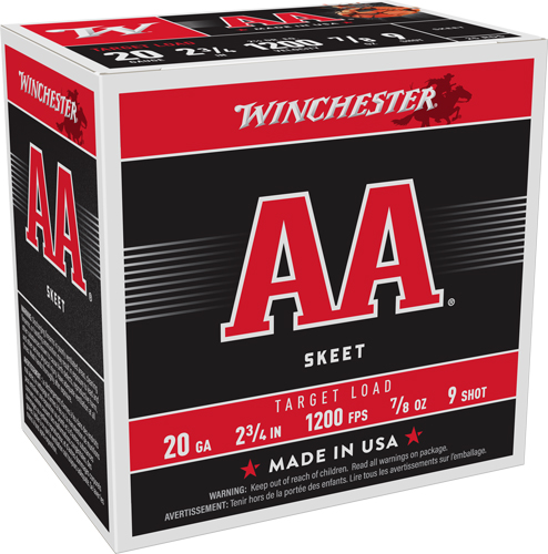 WINCHESTER AA 20GA 2.75" 7/8OZ - #9 1200FPS 250RD CASE LOT — view 1