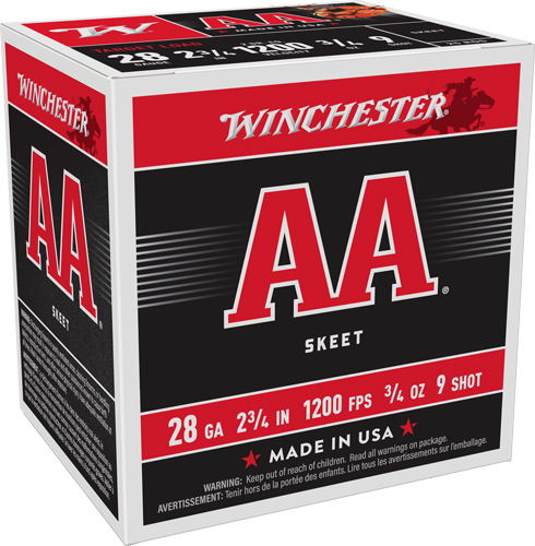 WINCHESTER AA 28GA 2.75" 3/4OZ - #9 1200FPS 250RD CASE LOT — view 1