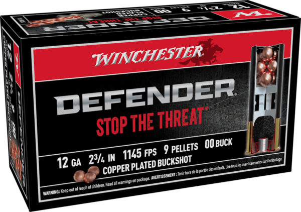 Winchester Ammo SB1200PD Defender  12Gauge 2.75" 9Pellets Copper Plated 00Buck Shot 10 Per Box/10 Case — view 1