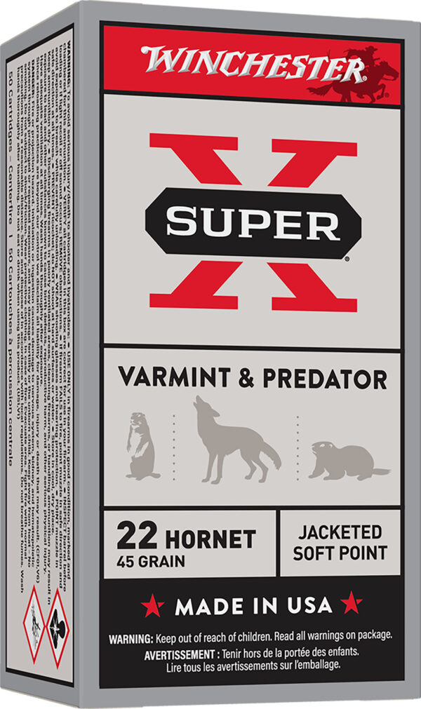 Winchester Ammo X22H1 Super X  22Hornet 45gr Jacketed Soft Point 50 Per Box/10 Case — view 1