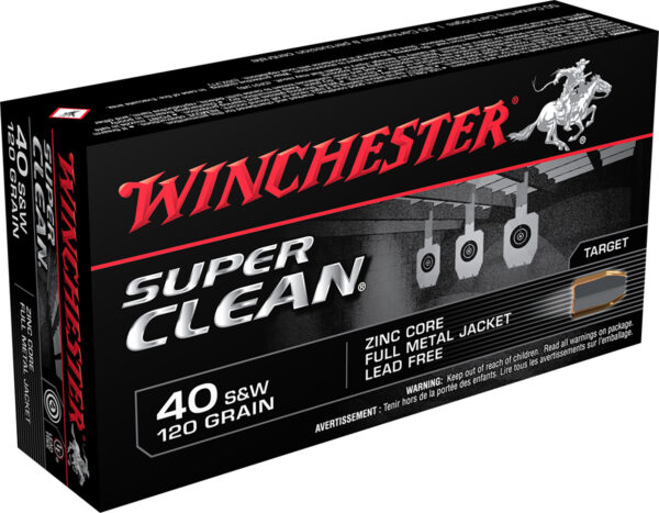Winchester Ammo W40SWLF Super Clean  40S&W 120gr Lead Free Full Metal Jacket 50 Per Box/10 Case — view 1
