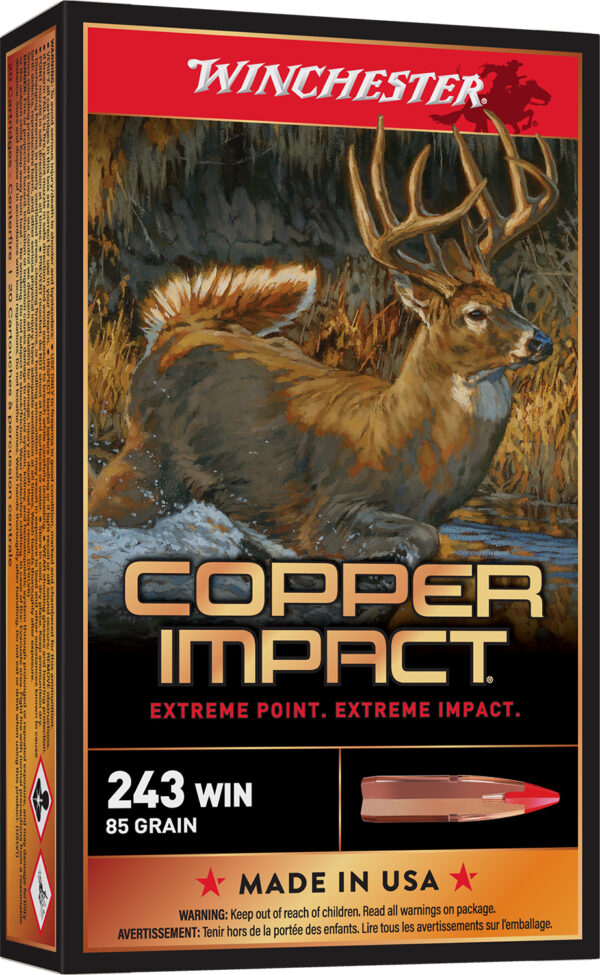 Winchester Ammo X243CLF Copper Impact  243Win 85gr Copper Extreme Point Lead Free 20 Per Box/10 Case — view 1
