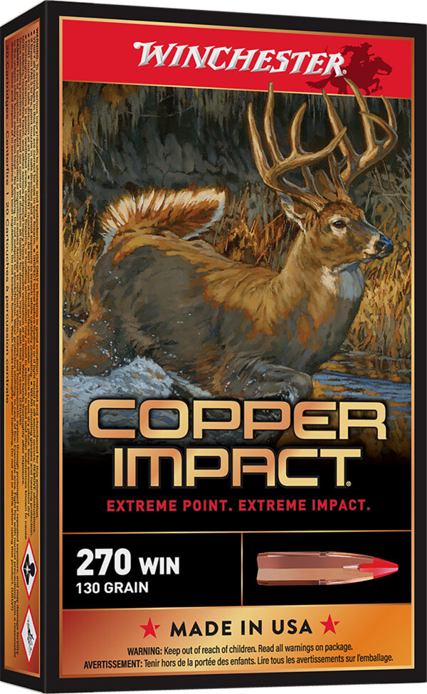 Winchester Ammo X270CLF Copper Impact  270Win 130gr Copper Extreme Point Lead Free 20 Per Box/10 Case — view 1