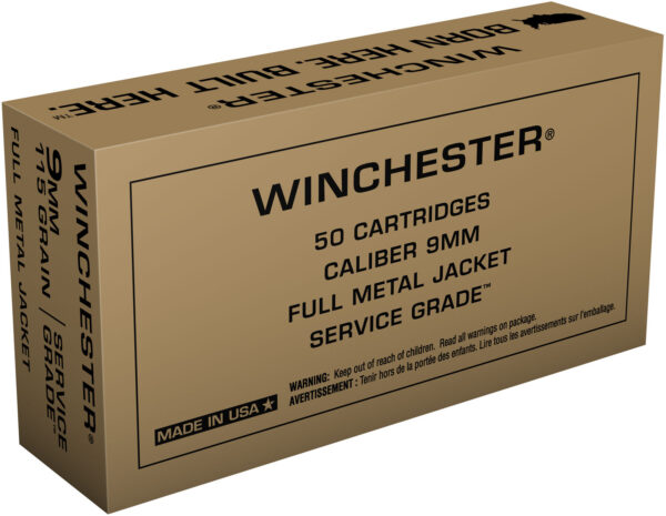 Winchester Ammo SG9W Service Grade  9mmLuger 115gr Full Metal Jacket 50 Per Box/10 Case — view 1