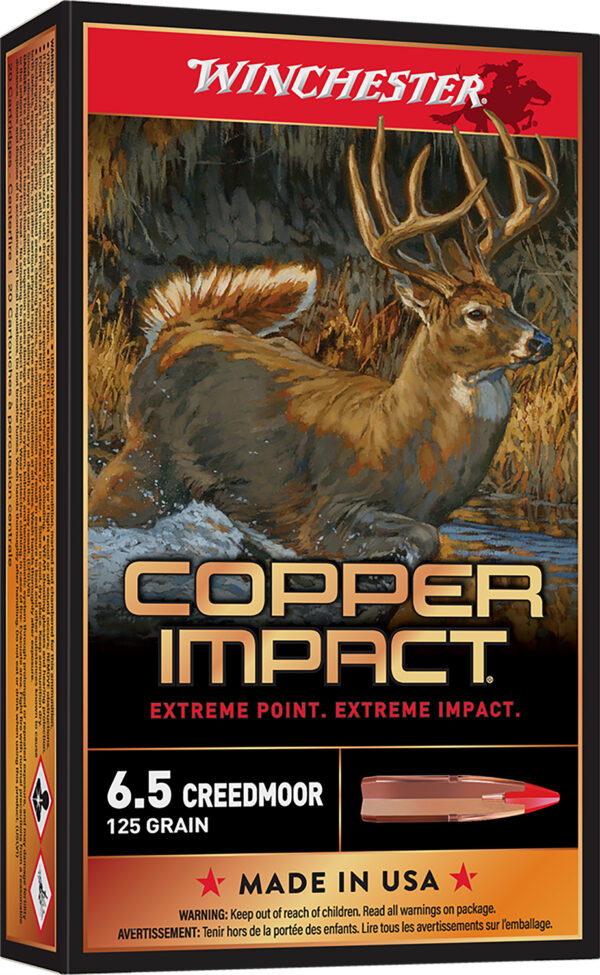 Winchester Ammo X65CLF Copper Impact  6.5Creedmoor 125gr Copper Extreme Point Lead Free 20 Per Box/10 Case — view 1