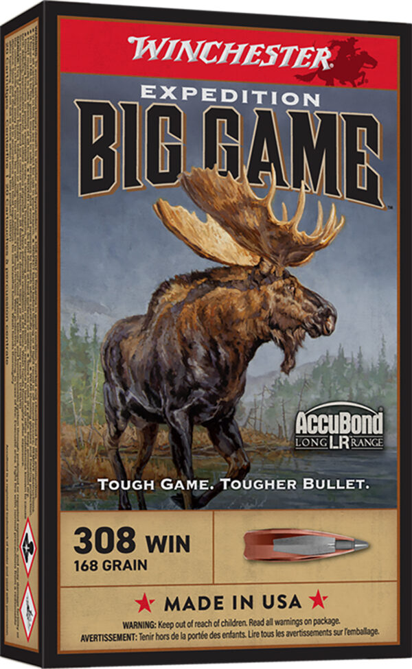 Winchester Ammo S308LR Expedition Big Game Long Range 308Win 168gr Nosler AccuBond Long-Range 20 Per Box/10 Case — view 1