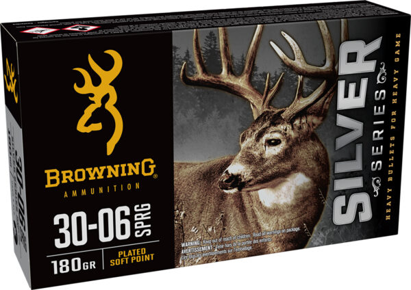 Browning Ammo B192630061  Silver 30-06Springfield 180gr Plated Soft Point 20 Per Box/10 Case — view 1
