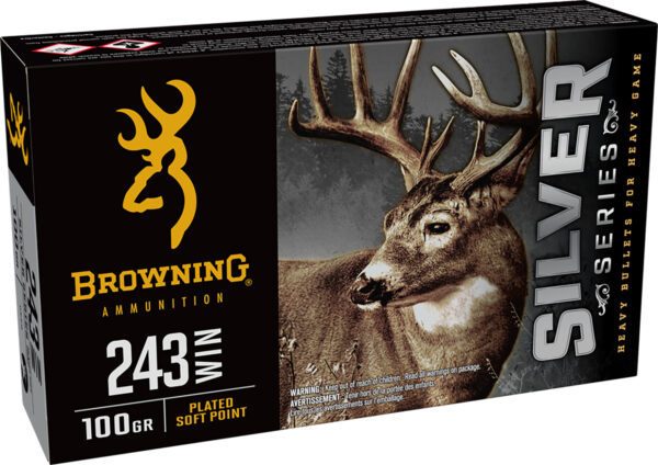 Browning Ammo B192602431  Silver 243Win 100gr Plated Soft Point 20 Per Box/10 Case — view 1
