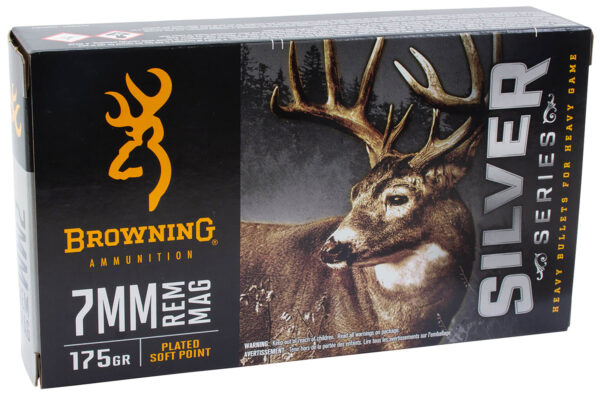 Browning Ammo B192600071  Silver 7mmRem Mag 175gr Plated Soft Point 20 Per Box/10 Case — view 1