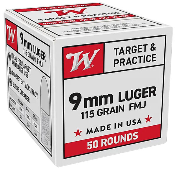 Winchester Ammo W9MM50   9mmLuger 115gr Full Metal Jacket 50 Per Box/20 Case — view 1
