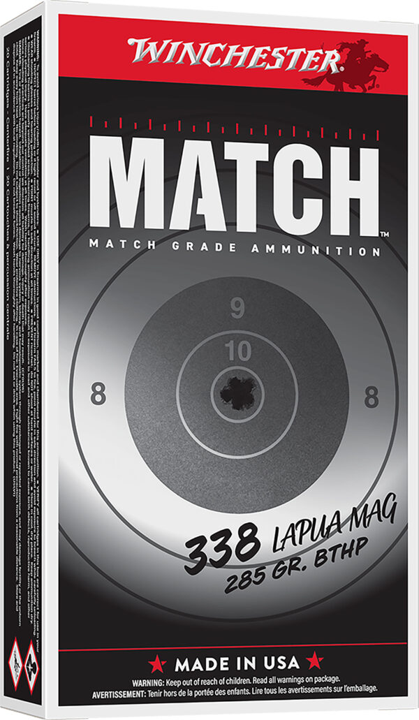 Winchester Ammo S338LM2 Match  338LapuaMag 285gr Boat Tail Hollow Point 20 Per Box/10 Case — view 1