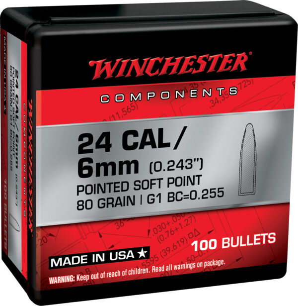Winchester Ammo WB243SP80X Centerfire Rifle  243Win 80gr Pointed Soft Point 100 Per Box/10 Case — view 1