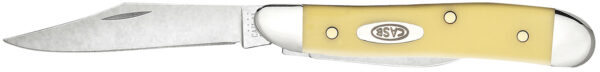 Case 00030 Peanut  2.10"/1.53" Folding Clip/Pen Plain Tumble Polish Chrome Vanadium Blade/Smooth Yellow Synthetic Handle — view 1