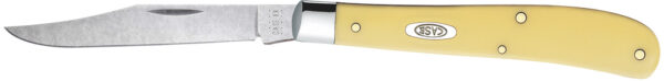 Case 031 S Trapper Slimline 3.25" Folding Clip Point Plain Tumble Polish Chrome Vanadium Steel Blade Yellow Synthetic Handle — view 1