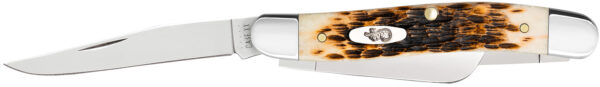 Case 00042 Stockman  Medium 2.57"/1.88"/1.71" Folding Clip Point/Sheepsfoot/Spey Plain Mirror Polished Tru-Sharp SS Blade Peach Seed Jigged Amber Bone Handle — view 1