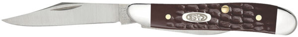 Case 00046 Peanut  2.10"/1.53" Folding Clip/Pen Plain As-Ground Tru-Sharp SS Blade/Brown Jigged Synthetic Handle — view 1