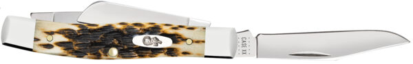 Case 00079 Stockman  Medium 2.57"/1.88"/1.76" Folding Clip/Sheepsfoot/Pen Plain Mirror Polished Chrome Vanadium Steel Blade/Peach Seed Jigged Amber Bone Handle — view 1