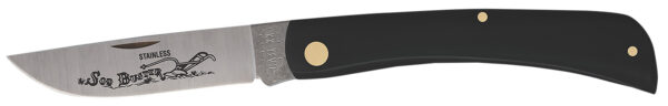 Case 00092 Sod Buster  3.70" Folding Skinner Plain Etched As-Ground Tru-Sharp SS Blade/Smooth Black Synthetic Handle — view 1
