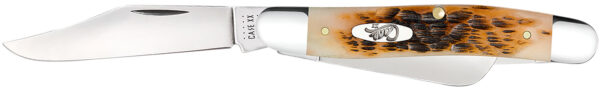 Case 00128 Stockman  Medium 2.92"/2.15"/1.90" Folding Clip/Sheepsfoot/Spey Plain Mirror Polished Tru-Sharp SS Blade/Peach Seed Jigged Amber Bone Handle — view 1