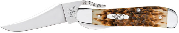 Case 0260 6 RussLock  2.70" Folding RussLock Clip Plain Mirror Polished Tru-Sharp SS Blade/Peach Seed Jigged Amber Bone Handle — view 1