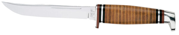 Case 00381 Hunter  5" Fixed Clip Point Plain Mirror Polished Tru-Sharp SS Blade/4.50" Grooved Leather Handle Includes Sheath — view 1