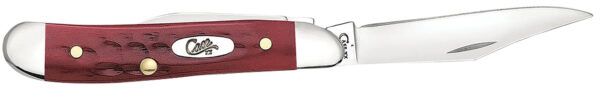 Case 00781 Peanut  Medium 2.10"/1.53" Folding Clip Point/Pen Plain Mirror Polished Tru-Sharp SS Blade Corn Cob Jigged Old Red Bone Handle — view 1