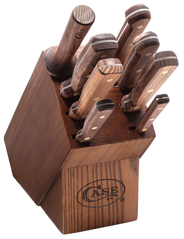 Case 10249 Household Cutlery Set Plain/Serrated Satin Tru-Sharp SS Blade Walnut Handle 9 Piece — view 1