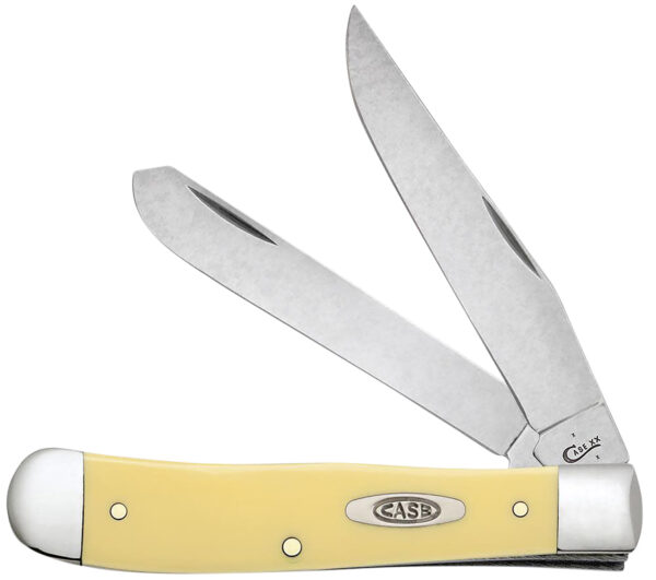 Case 30114 Trapper  Folding Clip Point/Spey Plain Mirror Polished Carbon Steel Blade/Smooth Yellow Synthetic Handle — view 1