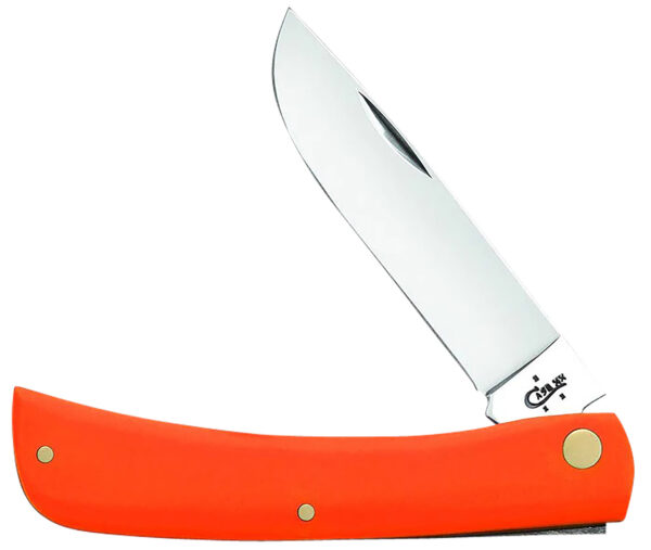 Case 80512 Sod Buster  3.30" Folding Skinner Plain Mirror Polished Tru-Sharp SS Blade, Smooth Orange Synthetic Handle — view 1
