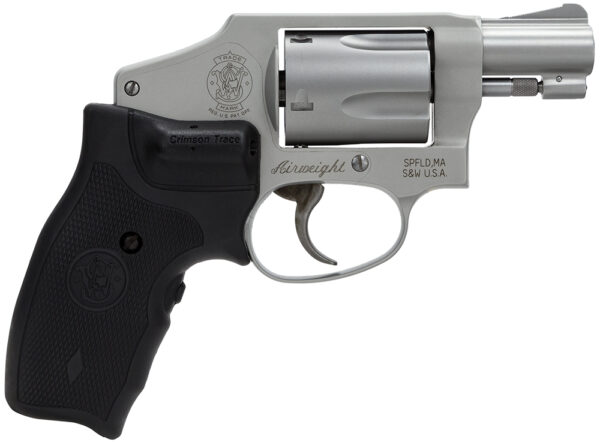 Smith & Wesson 163811 Model 642 Airweight 38 Special + P 5 Shot 1.88" Stainless Steel Barrel/Cylinder, Matte Silver Aluminum Alloy J-Frame, Includes Crimson Trace LG-305 Lasergrip — view 1