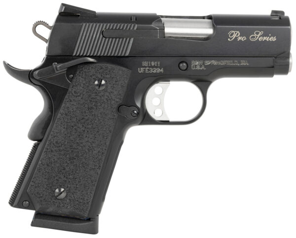 Smith & Wesson 178020 PC 1911 Pro Sub-Compact Frame 45 ACP 7+1, 3" Stainless Steel Barrel, Black Serrated Carbon Steel Slide, Black Aluminum Frame w/Beavertail, Black Stippled Grip — view 1