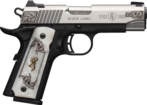 BROWNING 1911-380 SS/ENGRAVED - 380ACP FS 3.58" WHITE PEARL — view 1